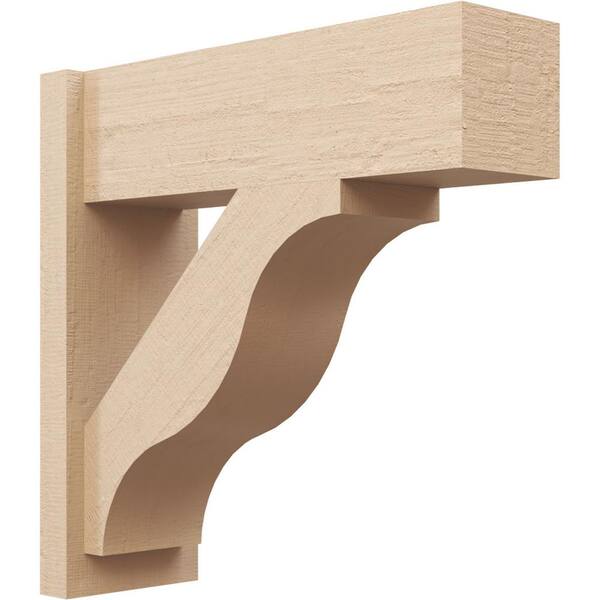 Ekena Millwork 8 in. x 24 in. x 24 in. Funston Block Rough Cedar Woodgrain Timberthane Polyurethane Outlooker, Primed Tan