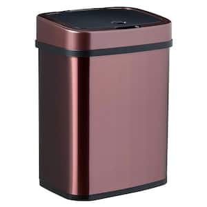 3-Gal Rectangular Stainless Steel Automatic Trash Can with Touchless Infrared Motion Sensor & Black Lid -Burgandy