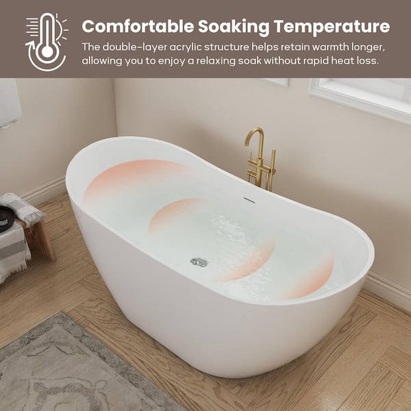 SJ STAR&JANE 60 in. x 28.8 in. Freestanding Soaking Bathtub with