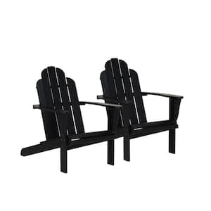 Shelly Black Wood Outdoor Adirondack Chair Set of 2