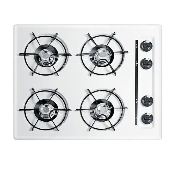 Summit Appliance 24 in. Recessed Surface Gas Cooktop in White-DISCONTINUED