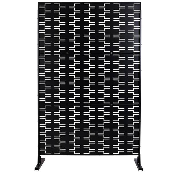 Tidoin 6.3 ft. x 4 ft. Black Steel Freestanding Decorative Privacy