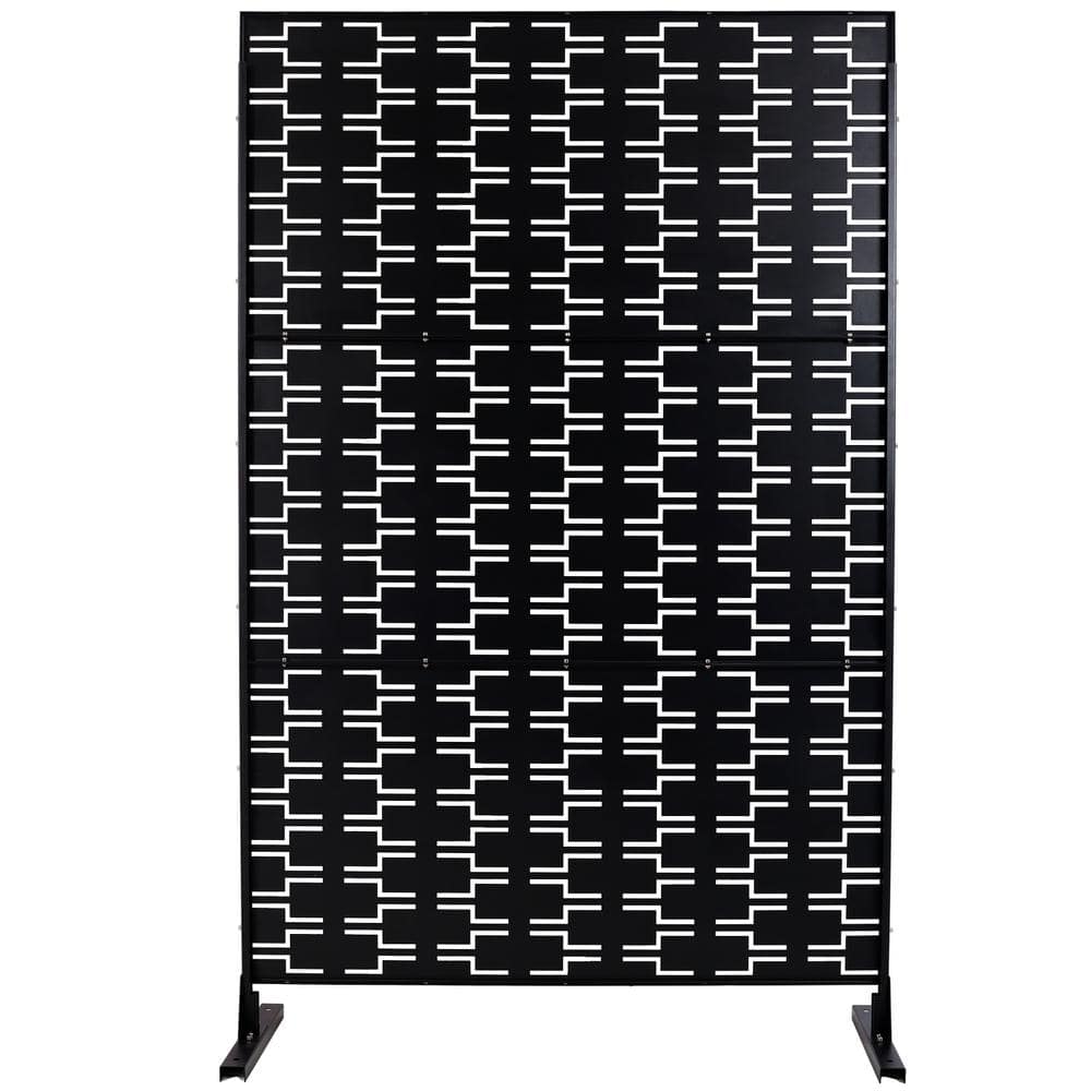 6.3 ft. x 4 ft. Black Steel Freestanding Flat Flat Top Decorative Privacy Screen Metal Fence Panel price history on PriceWatchPro