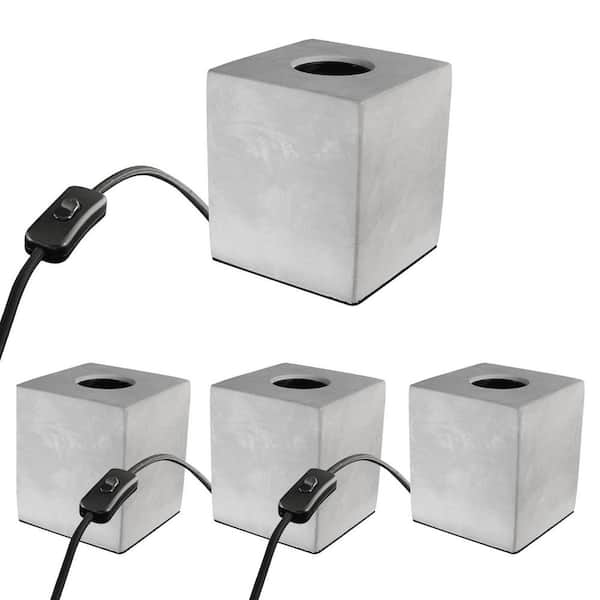 Feit Electric Vintage Industrial Style 3.5 in. Cube Cement Matte Gray Uplight Table Lamp Base (4-Pack)