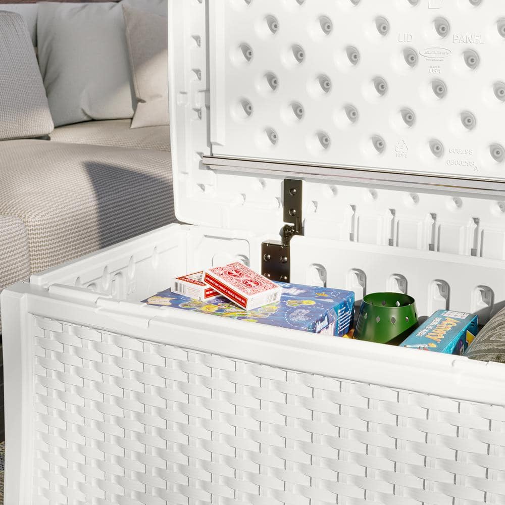 Ice Cube White Plastic Outdoor Coffee Table with Storage