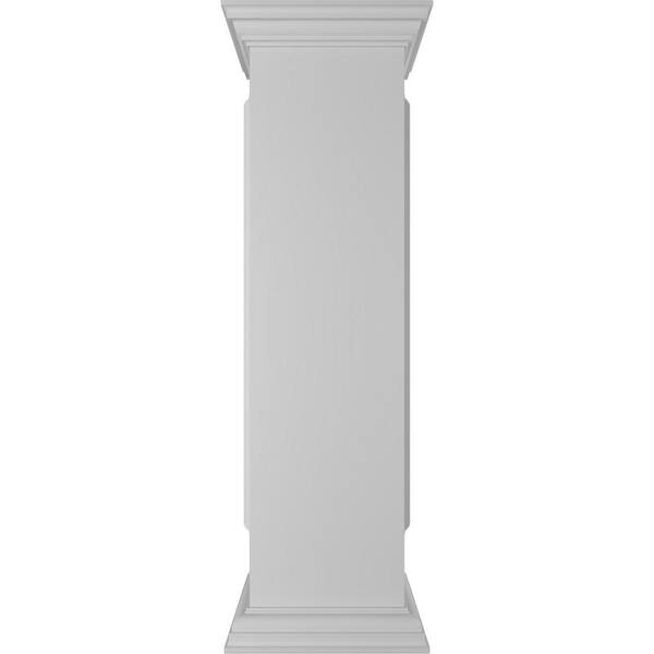 Ekena Millwork Straight 48 in. x 12 in. White Box Newel Post with Panel, Peaked Capital and Base Trim (Installation Kit Included)