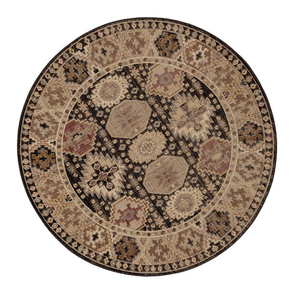 Home Decorators Collection Tristan Charcoal 8 ft. Round Medallion Indoor Area Rug