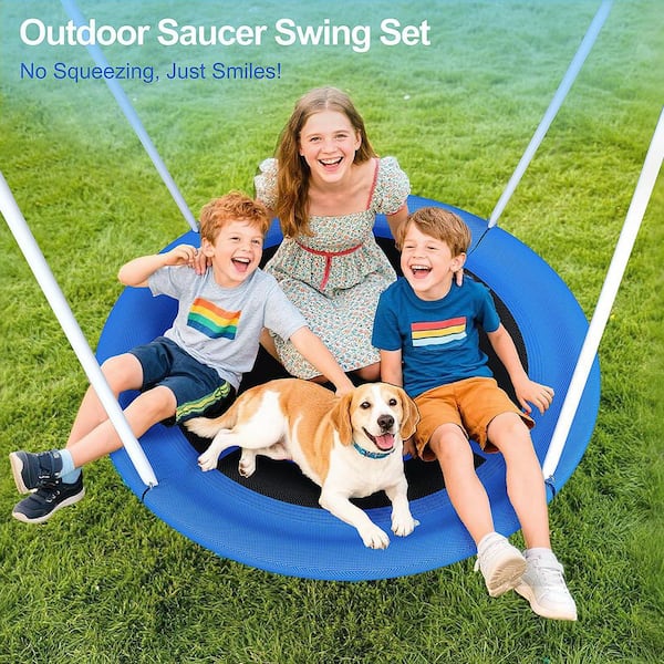 Blue Heavy Duty Saucer Swing Set with 45 in. Round Swing and