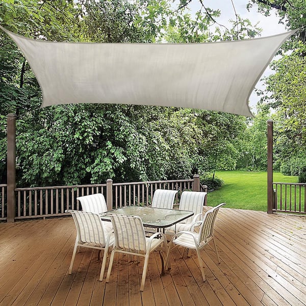 Vigoro 8 ft. x 12 ft. Almond Rectangle Shade Sail 25684 The Home Depot