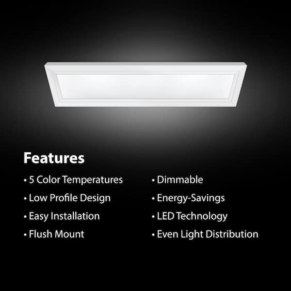 Commercial Electric 6 in. x 2 ft. 950 Lumens Dimmable White Integrated LED  Flat Panel Ceiling Flush Mount Fixture with Color Change 5CCT  FP0.5X2/6WY/WH/HD - The Home Depot