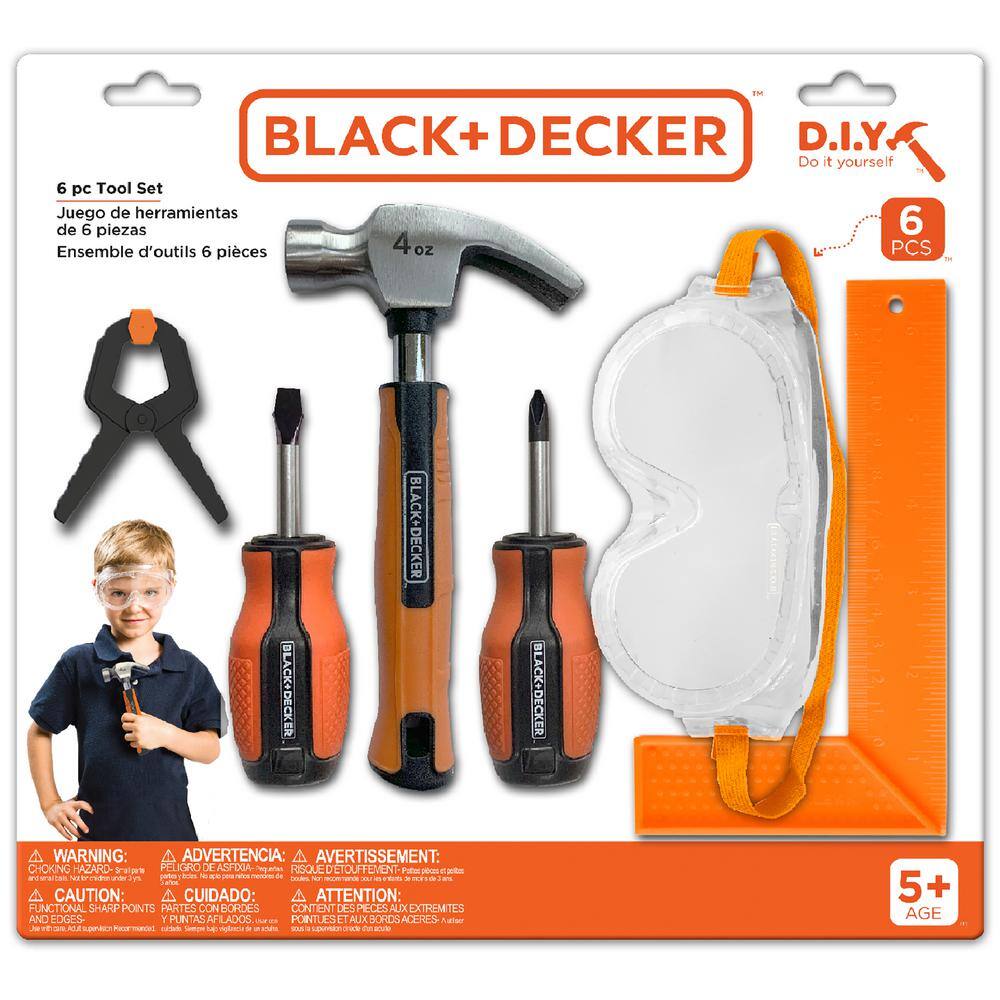 Black and Decker six piece pretend play toolset