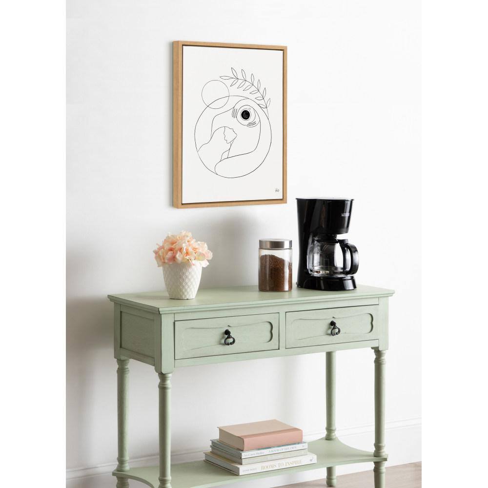 Morning Coffee Hug Abstract Canvas Print with Natural Frame