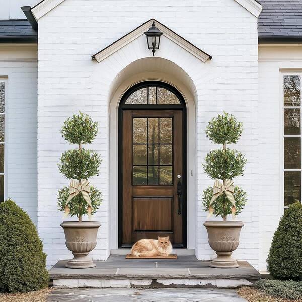 Gravee 5 ft. Artificial Olive Triple Ball Topiary Trees with Moss