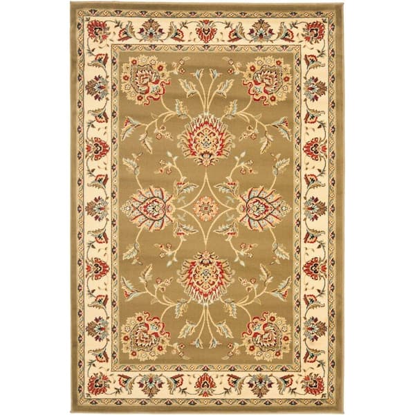 SAFAVIEH Lyndhurst Green/Ivory 3 ft. x 5 ft. Border Floral Geometric Area Rug