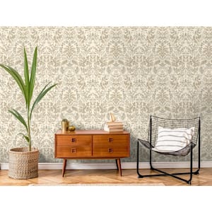 Leaf Damask Beige Non-Pasted Wallpaper (Covers 56 sq. ft.)