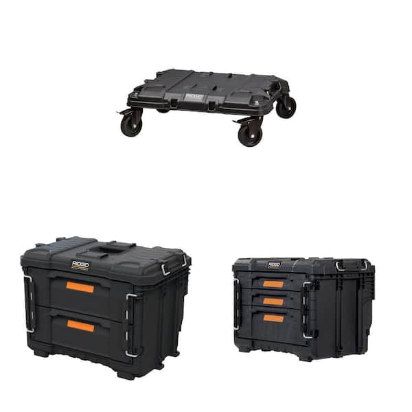 24 in. x 18 in. Black Tool Cart with 22 in. XL 2-Drawer Tool Box and 14.6 in. 3-Drawer Hand Tool Box