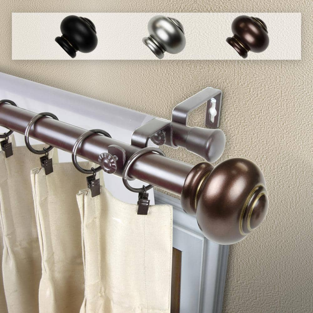 Rod Desyne Dani 1 in. Double Curtain Rod 120 in. to 170 in. in Bronze  100-34-999-D - The Home Depot