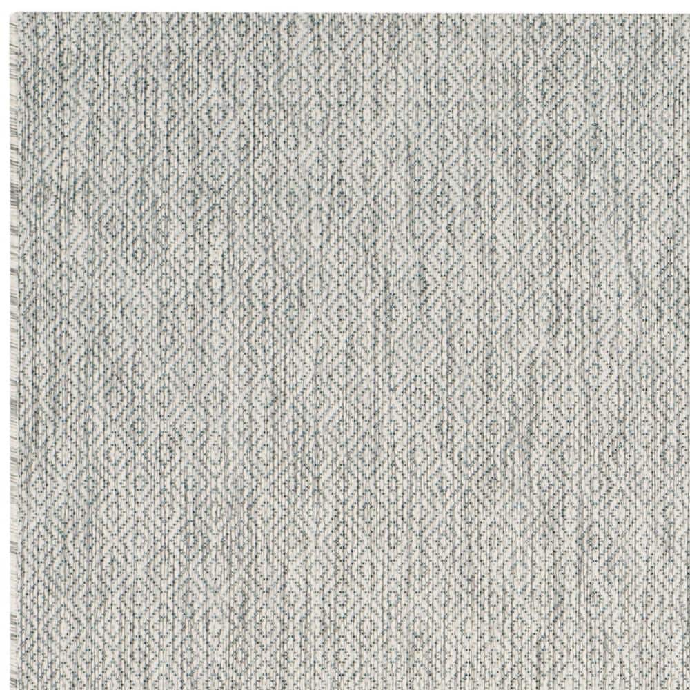 Contemporary Gray 6'7" Square Synthetic Indoor/Outdoor Rug