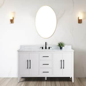 60 in. W x 22 in. D x 34 in. H Single Sink Bathroom Vanity Cabinet in White with Engineered Marble Top in White