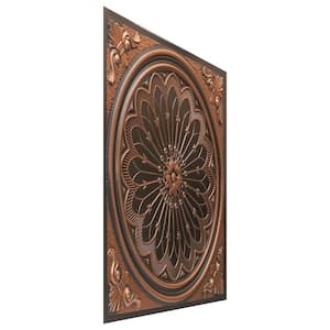 Rose Window Antique Copper 2 ft. x 2 ft. PVC Glue-up or Lay-in Ceiling Tile (200 sq. ft./case)