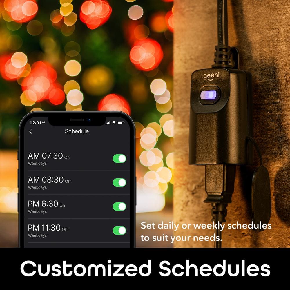 Geeni Black Weather-Resistant Outdoor Smart Plug with Wi-Fi