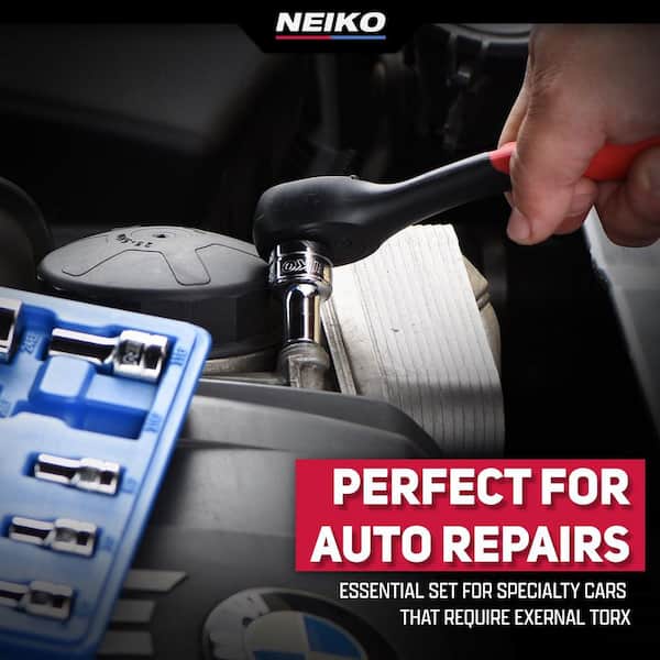 NEIKO External Torx Plus Socket Set, EP6-EP24, Cr-V Steel, 1/4,3/8