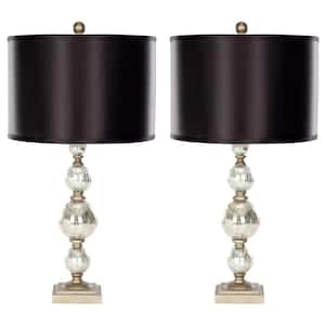 Nettie 28 in. Silver Mercury Glass Table Lamp with Black Shade (Set of 2)