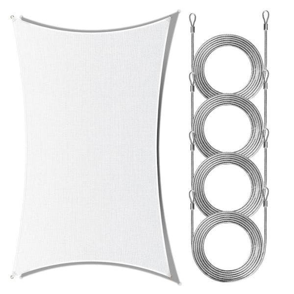 12 ft. x 20 ft. Rectangle Sun Shade Sail with Rope-White