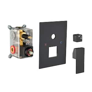 1-Handle Wall Mount Rough-In Valve Shower Trim Kit in Matte Black with 2-Way Outlet Shower Diverter (Valve Included)