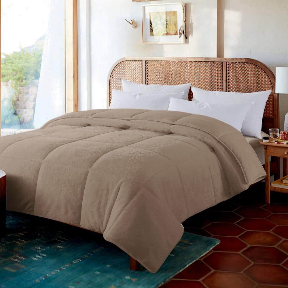 Cozy Reversible Year Round Warmth Glacier Tan King Down Alternative Comfort