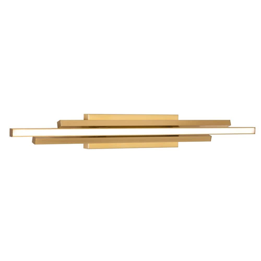Indra 36 in. 10-Light Satin Brass Integrated LED Vanity Light with White Acrylic Shade price history on PriceWatchPro
