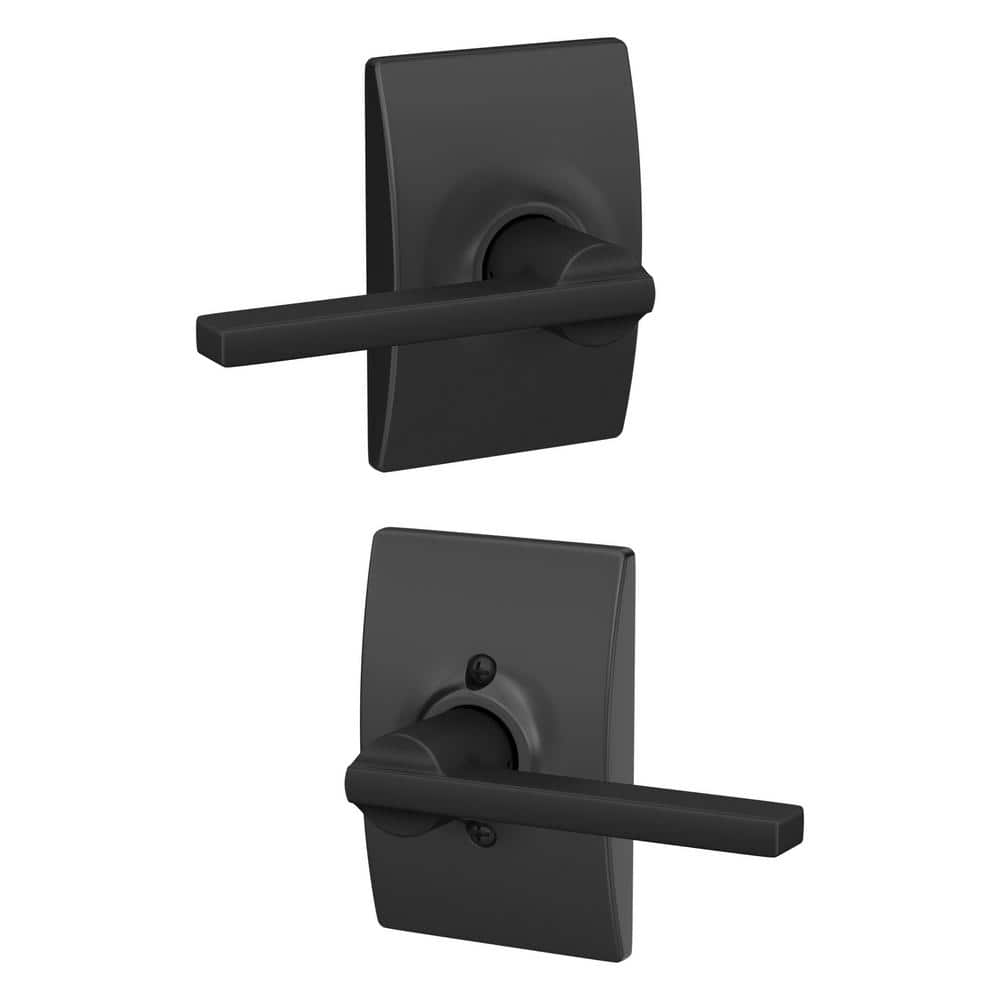 Matte Black Latitude Passage Door Lever with Century Trim
