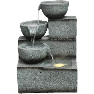 22 in. Cascade Indoor or Outdoor Garden Fountain with LED Lights for Patio, Deck, Porch