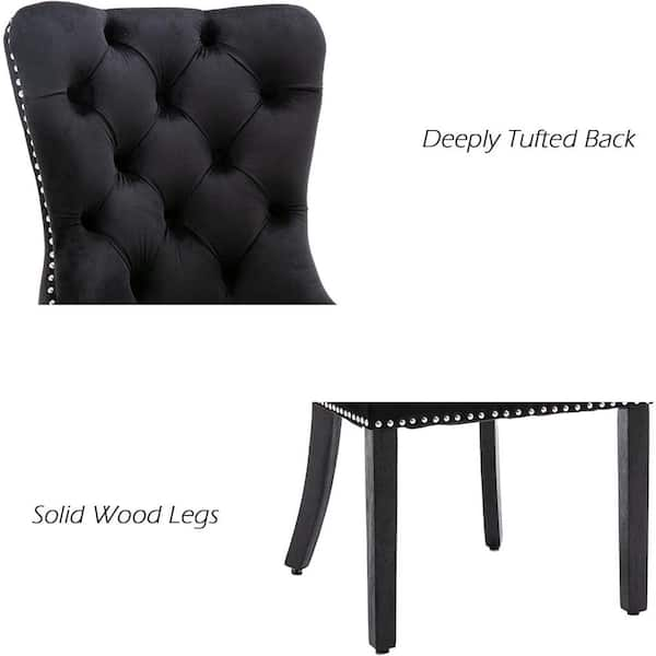 Mydepot Black Velvet Upholstered Dining Chairs Side Chairs Set of