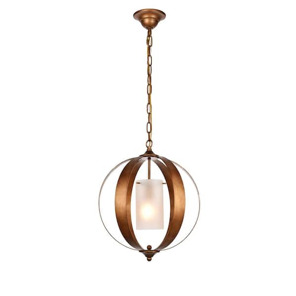 Unbranded Timeless Home Marc 1-Light Pendant in Vintage Gold with 4.3 in. W x 7.3 in. H Frosted Shade
