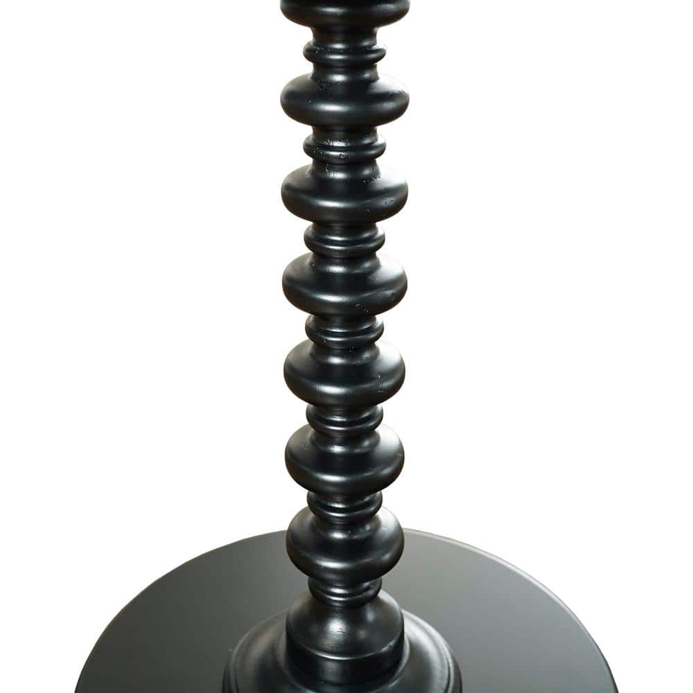 Black Round Wood Spindle Accent Table
