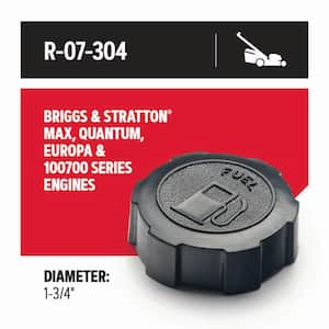 Replacement Fuel Cap for Walk-behind Mowers, Fits Briggs and Stratton Max, Quantum, Europa and John Deere