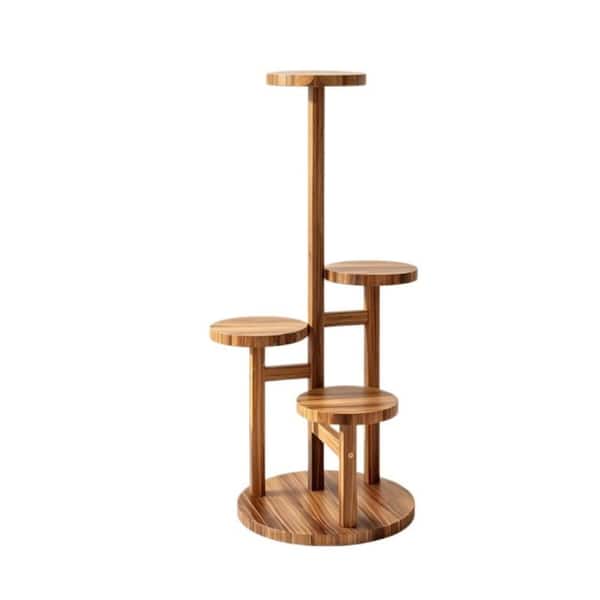 4-Tier Brown Wood Corner Plant Stand Indoor Outdoor Multi Plants Holder