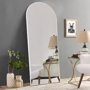65 in. x 22 in. Modern Arched Shape Framed White Standing Mirror Full Length Floor Mirror