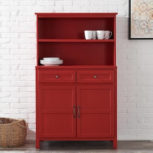 Chili Red Wood Transitional Kitchen Pantry (36 in. W x 58 in. H)