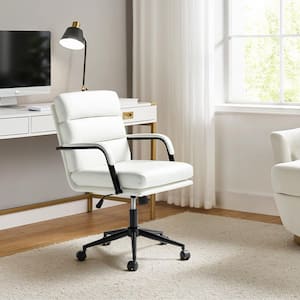Joa Modern Leather Comfortable Ergonomic Office Chair with Tilt Lock and Center Tilt-WHITE