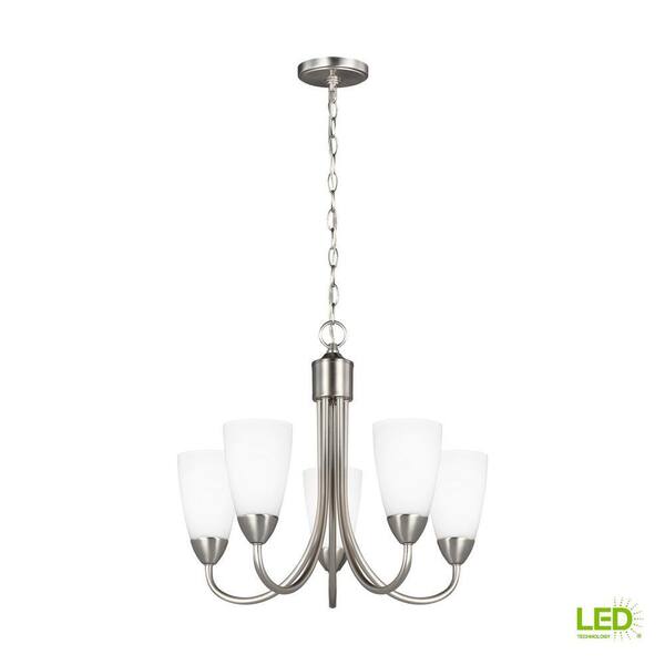 Generation Lighting - Seville 5-Light Brushed Nickel Transitional Modern Hanging Chandelier with LED Bulbs