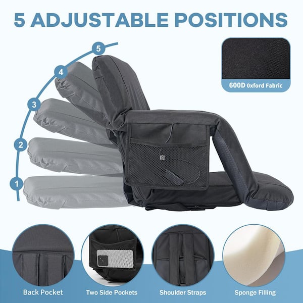 Stadium Seat with Fans Foldable Stadium Seat w/ Back Support Cooling Seat 2-Fans, 5-Cooling Speed, Battery NOT Included
