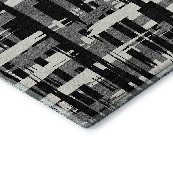 Mayfield Premium Machine Washable Abstract AMF1849 Black 10 ft. x 14 ft. Area Rug