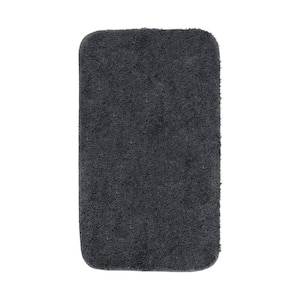 Bridgetown Plush 20 in. x 34 in. Gray Solid Polyester Rectangle Machine Washable Bath Mat