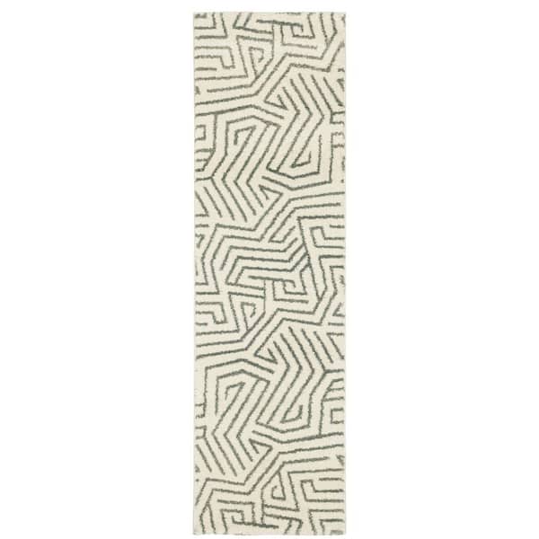 AVERLEY HOME Sienna Beige/Gray 2 ft. x 8 ft. Modern Geometric Maze Polypropylene Indoor Runner Area Rug