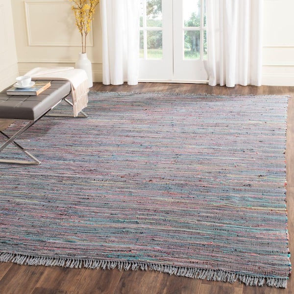 Rag Rug Aqua/Multi 8 ft. x 10 ft. Striped Area Rug
