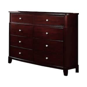 55 in. Brown 8-Drawer Wooden Dresser Without Mirror