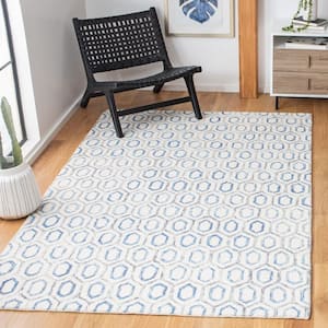 Metro Ivory/Blue Doormat 3 ft. x 5 ft. Geometric Solid Color Area Rug