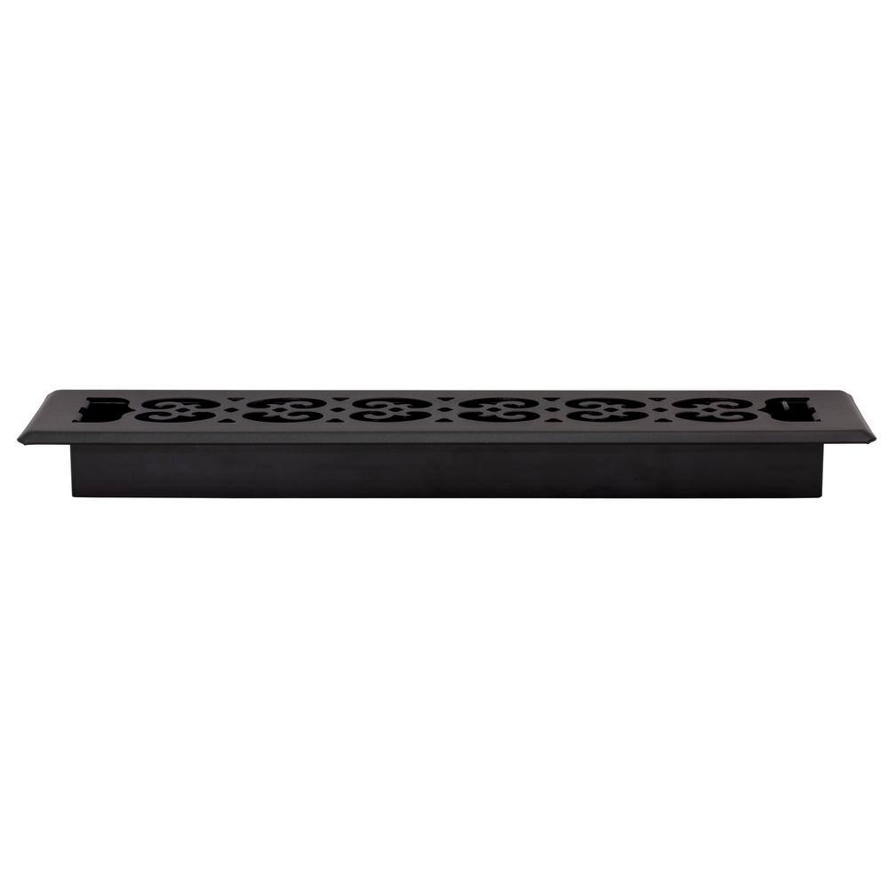Textured Black 2x14 Inch Scroll Design Floor Register